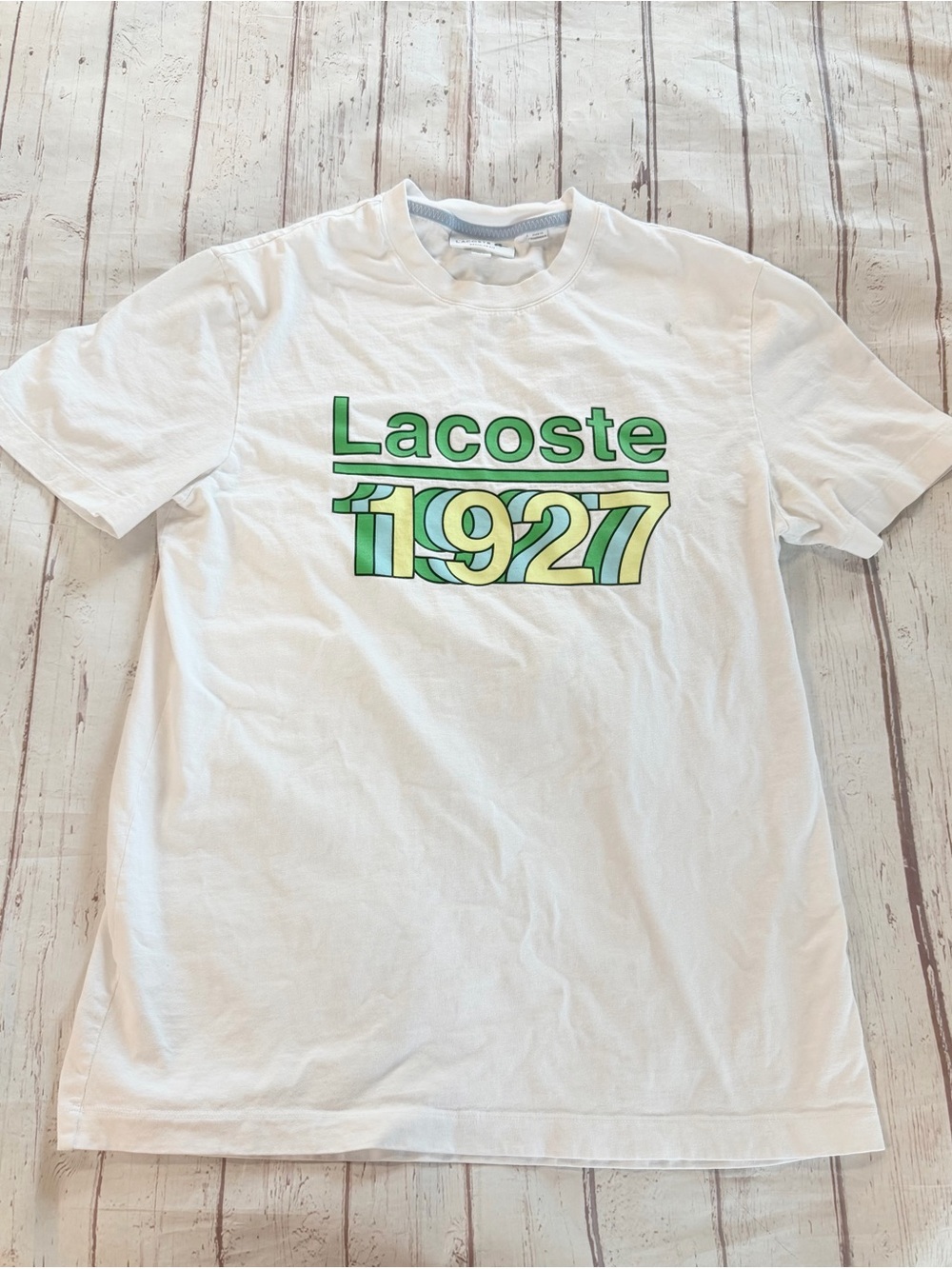 Lacoste Logo 1927 Men’s White Short Sleeve T Shirt Medium